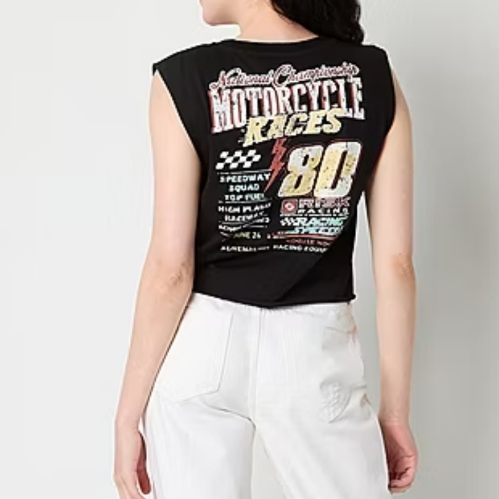 Womens Motorcycle Racing Top Size XL‎ NWT Black Sleeveless Shirt Tank Tee